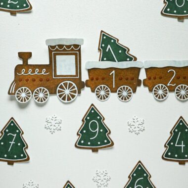 🎄 Święta - Pociąg pierniczkowy z choinkami - liczenie od 1 do 10 - obrazek 1