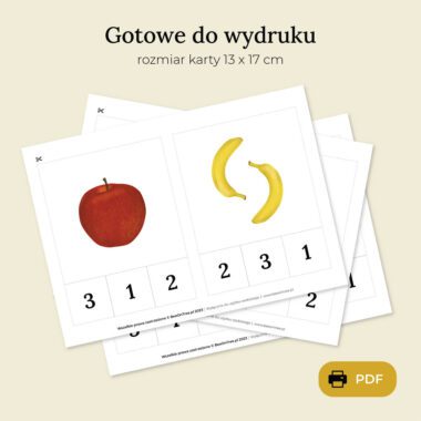 🍎 Owoce - policz i zaznacz - Edukacyjne karty klamerkowe Montessori - obrazek 3