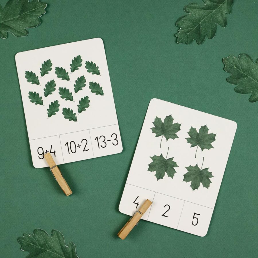 liscie karty klamerkowe liczenie i dzialania beeontree montessori 4182