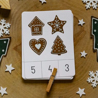 🎄 Świąteczne karty klamerkowe - policz i zaznacz - Edukacyjne karty Montessori - obrazek 1