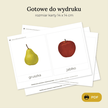 🍎 Owoce - Edukacyjne karty trójdzielne Montessori - obrazek 2