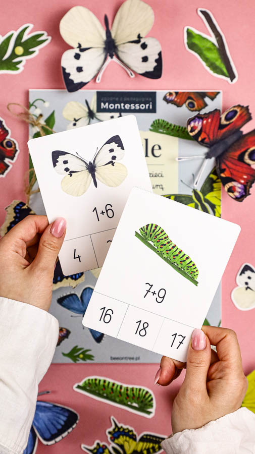 motyle mega pakiet montessori karty trojdzielne klamerkowe count n clip skrzydla 67