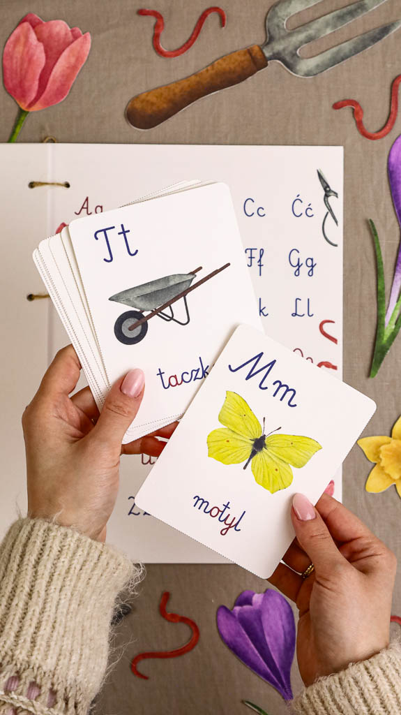 Ogrodnik Zestaw aktywnosci montessori do druku pdf printablekarty klamerkowe liczenie cyfry grafomotoryka matematyka ogrod lopatka tulipan ebook 04