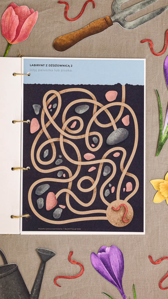 Ogrodnik Zestaw aktywnosci montessori do druku pdf printablekarty klamerkowe liczenie cyfry grafomotoryka matematyka ogrod lopatka tulipan ebook 07