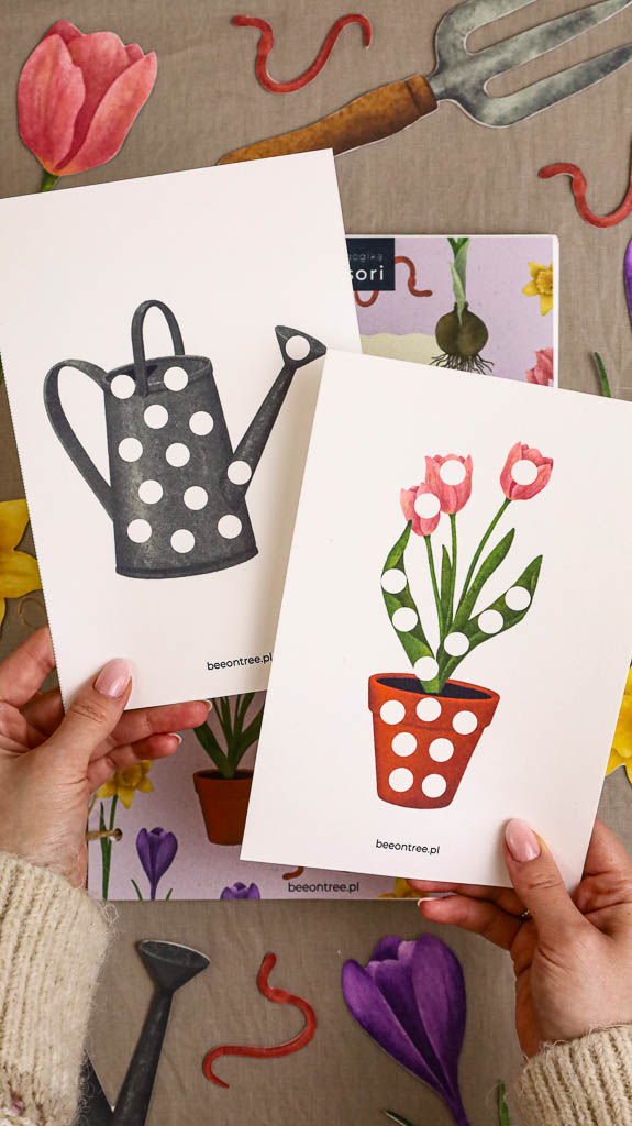 Ogrodnik Zestaw aktywnosci montessori do druku pdf printablekarty klamerkowe liczenie cyfry grafomotoryka matematyka ogrod lopatka tulipan ebook 13