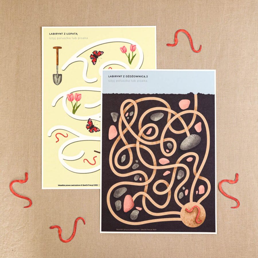 Ogrodnik Zestaw aktywnosci montessori do druku pdf printablekarty klamerkowe liczenie cyfry grafomotoryka matematyka ogrod lopatka tulipan ebook 60