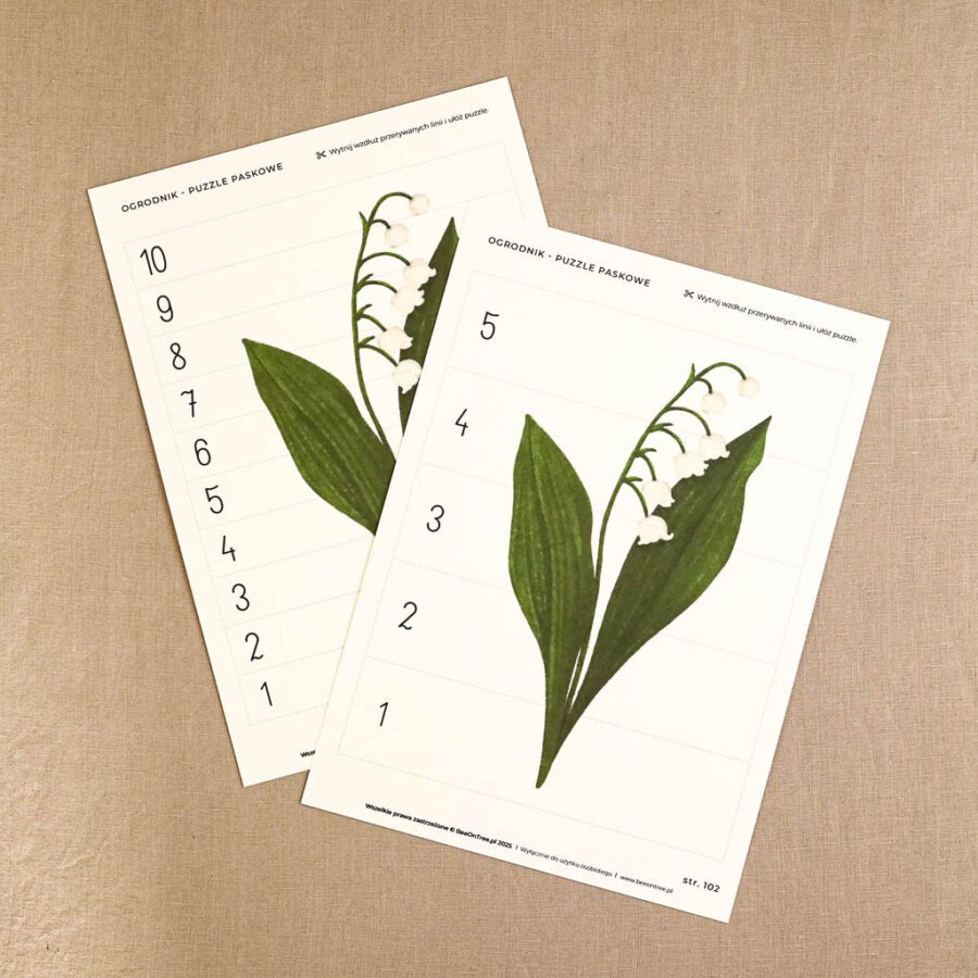 Ogrodnik Zestaw aktywnosci montessori do druku pdf printablekarty klamerkowe liczenie cyfry grafomotoryka matematyka ogrod lopatka tulipan ebook 61