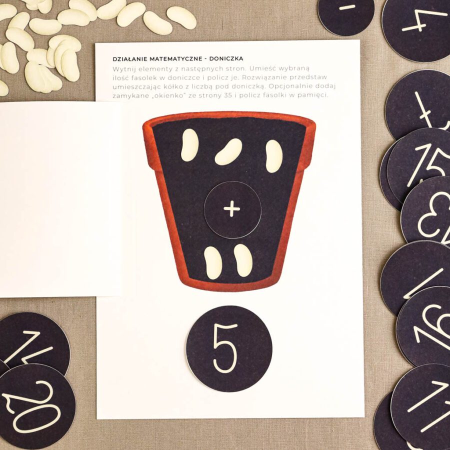 Ogrodnik Zestaw aktywnosci montessori do druku pdf printablekarty klamerkowe liczenie cyfry grafomotoryka matematyka ogrod lopatka tulipan ebook 69