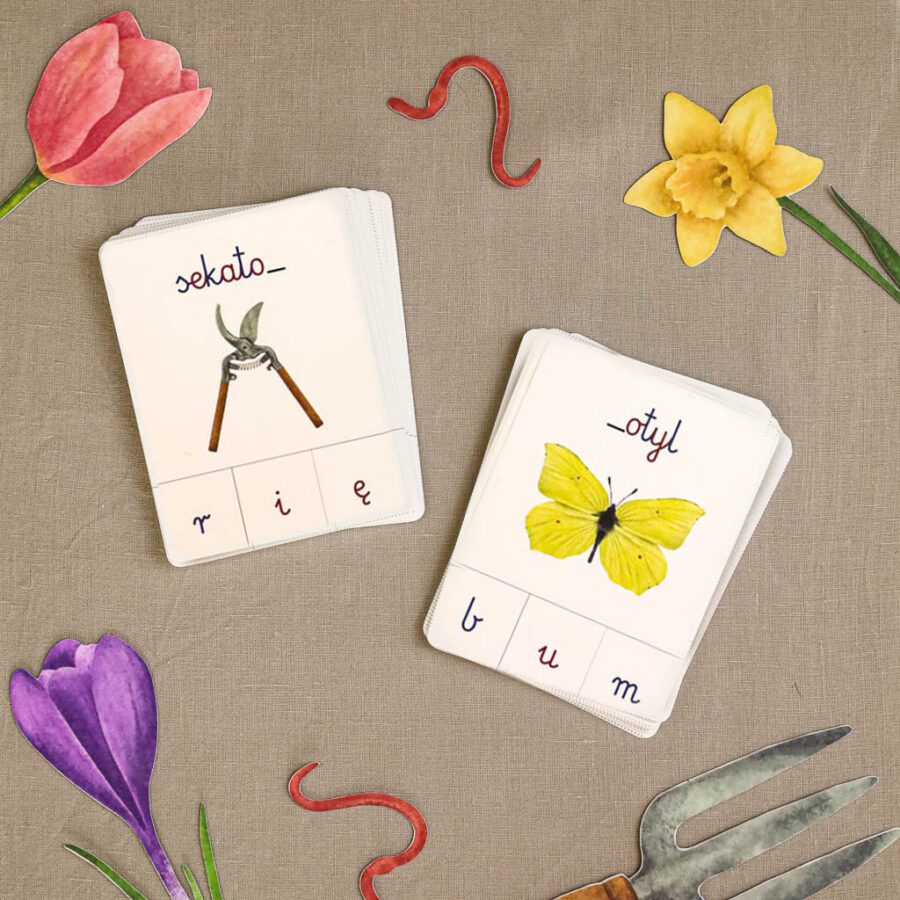 literyOgrodnik Zestaw aktywnosci montessori do druku pdf printablekarty klamerkowe liczenie cyfry grafomotoryka matematyka ogrod lopatka tulipan ebook 76