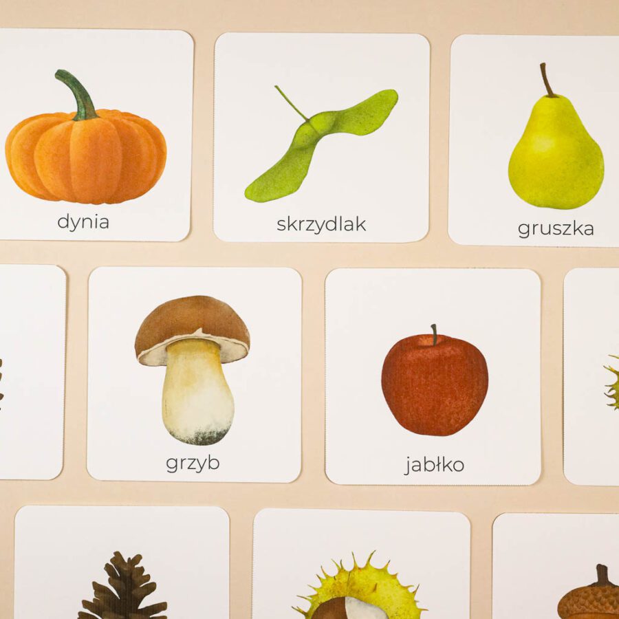 Jesien karty trojdzielneklamerkowe do druku beeontree.pl montessori homeschooling 1