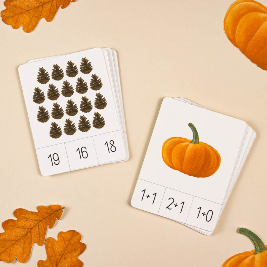 Jesien karty trojdzielneklamerkowe do druku beeontree.pl montessori homeschooling 3