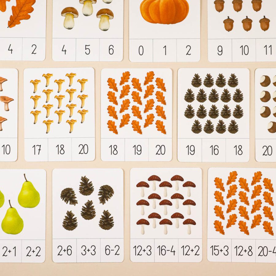 Jesien karty trojdzielneklamerkowe do druku beeontree.pl montessori homeschooling 4