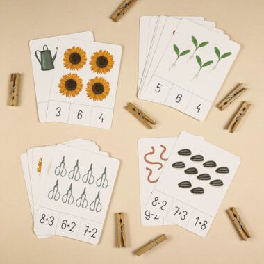 🌻 Słonecznik - karty klamerkowe liczenie i działania matematyczne - obrazek 1