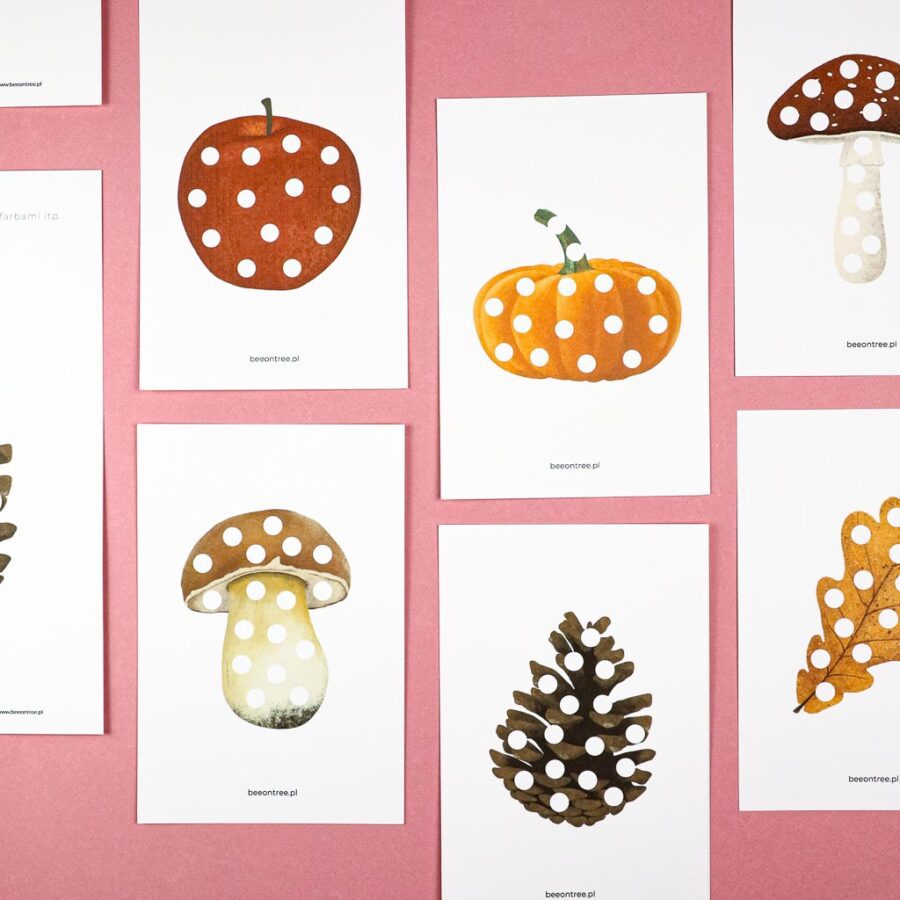 Jesien karty pracy wyklejanki wycinanki passki do wycinania domino puzzle montessori printable pdf 36