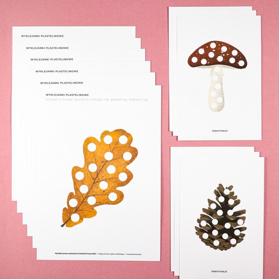 Jesien karty pracy wyklejanki wycinanki passki do wycinania domino puzzle montessori printable pdf 37