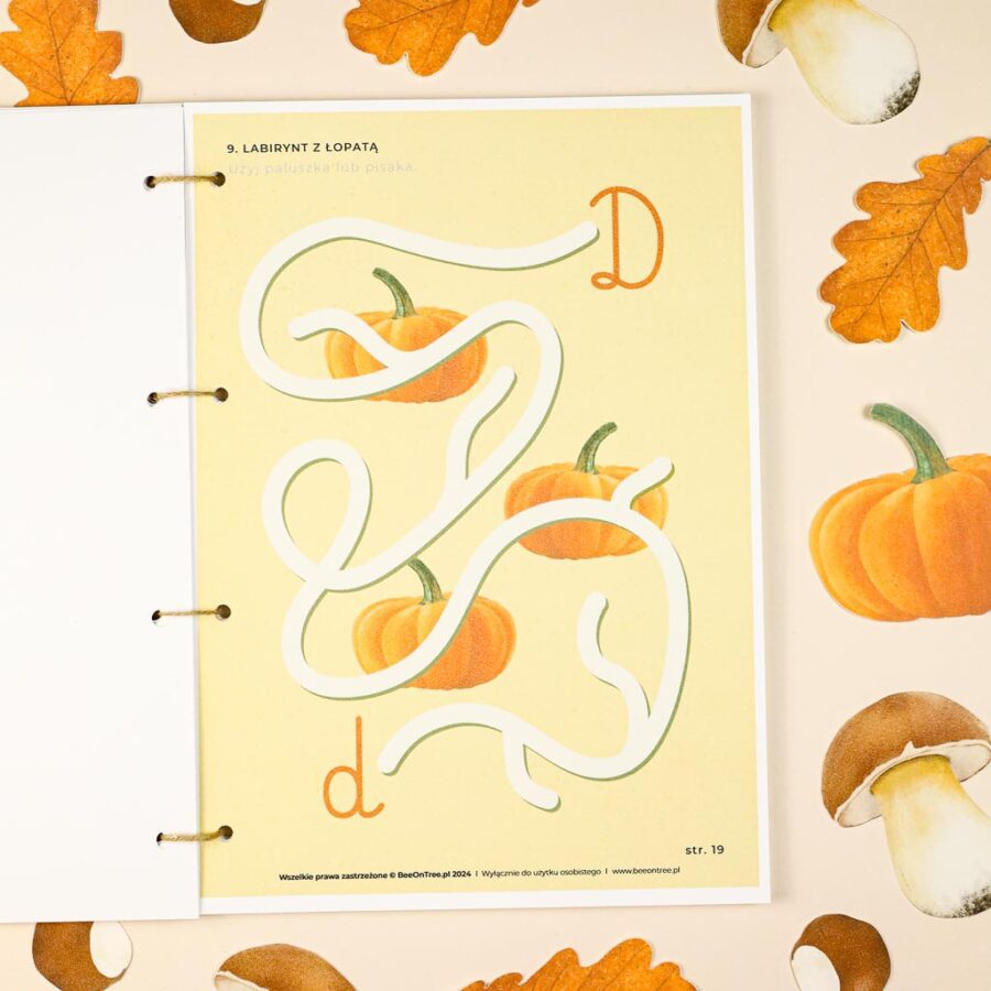 Jesien karty pracy wyklejanki wycinanki passki do wycinania domino puzzle montessori printable pdf 69