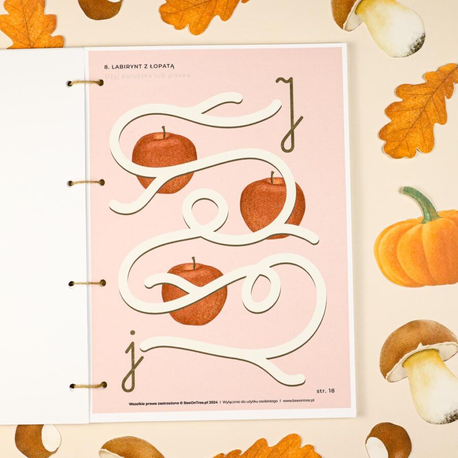 Jesien karty pracy wyklejanki wycinanki passki do wycinania domino puzzle montessori printable pdf 70