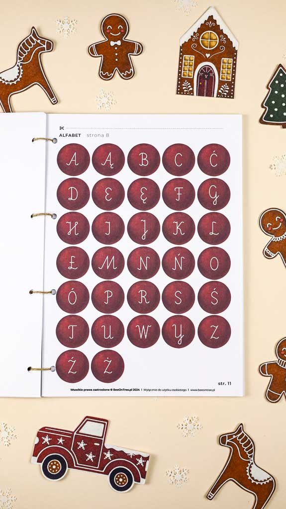 Swieta swieta Montessori Printable PDF Materialy do druku Karty trojdzielne klamerkowe alfabet 3D miasto pierniczkowe domek makieta kalendarz adwentowy beeontree.pl Tulalas 23