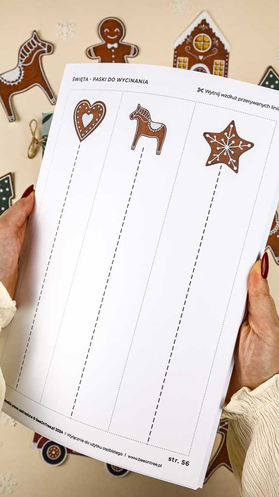 Swieta swieta Montessori Printable PDF Materialy do druku Karty trojdzielne klamerkowe alfabet 3D miasto pierniczkowe domek makieta kalendarz adwentowy beeontree.pl Tulalas 35