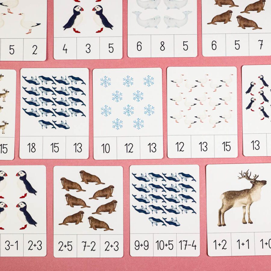 🐋 Arktyka - Zestaw Matematyka 3 Arktyka Mega Pakiet karty klamerkowe trojdzielne countclip teatrzyk beluga orka ocean arktyczny montessori printables pdf 119