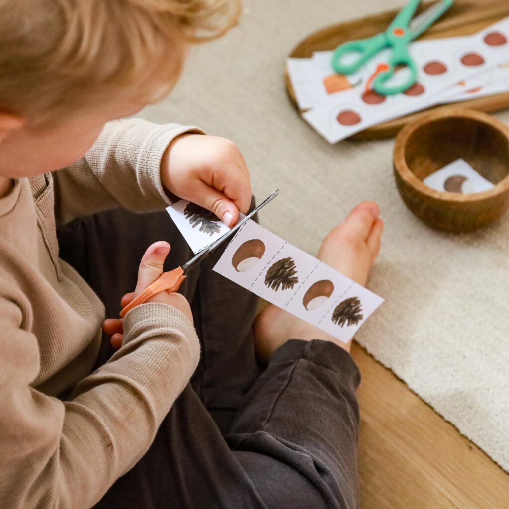 Praca z materialami Montessori Matematyka liczenie przeliczanie printables pdf do druku jesien grzyby cyfry dywanik 1