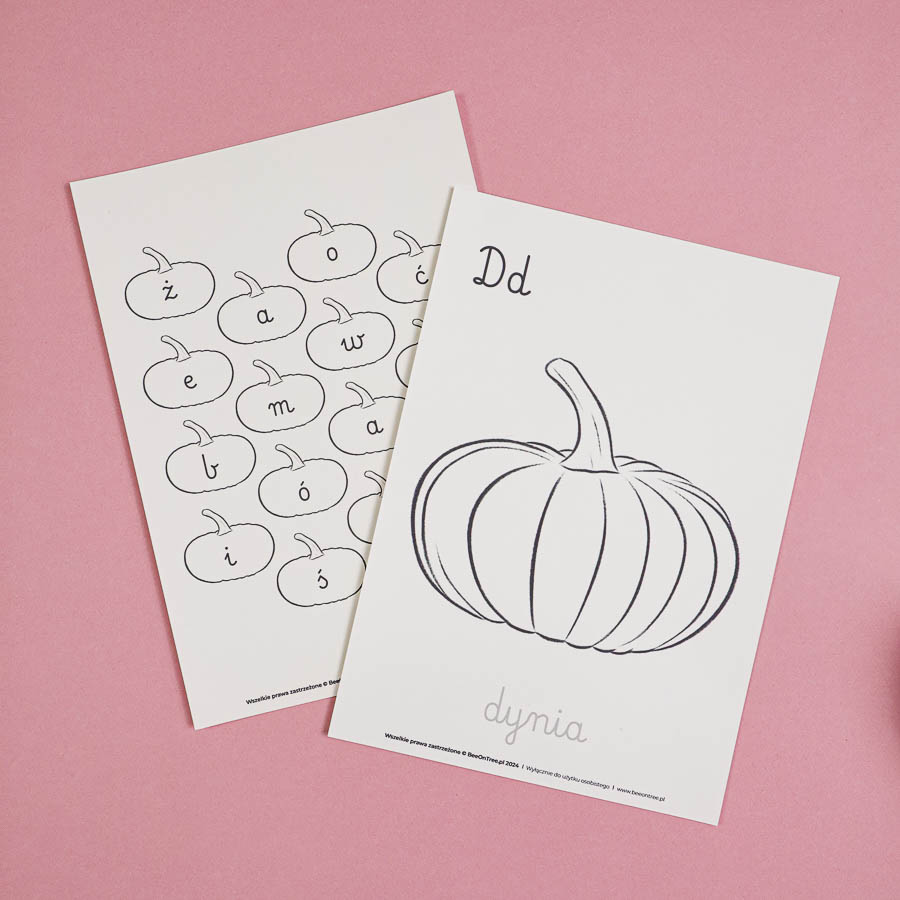 Dyniowy kacik beeontree.pl montessori printables pdf makieta liczenie motoryka 201