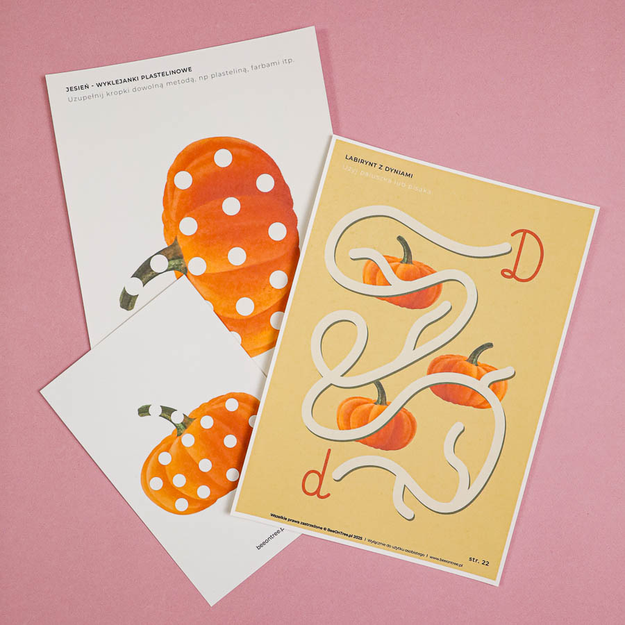 Dyniowy kacik beeontree.pl montessori printables pdf makieta liczenie motoryka 202